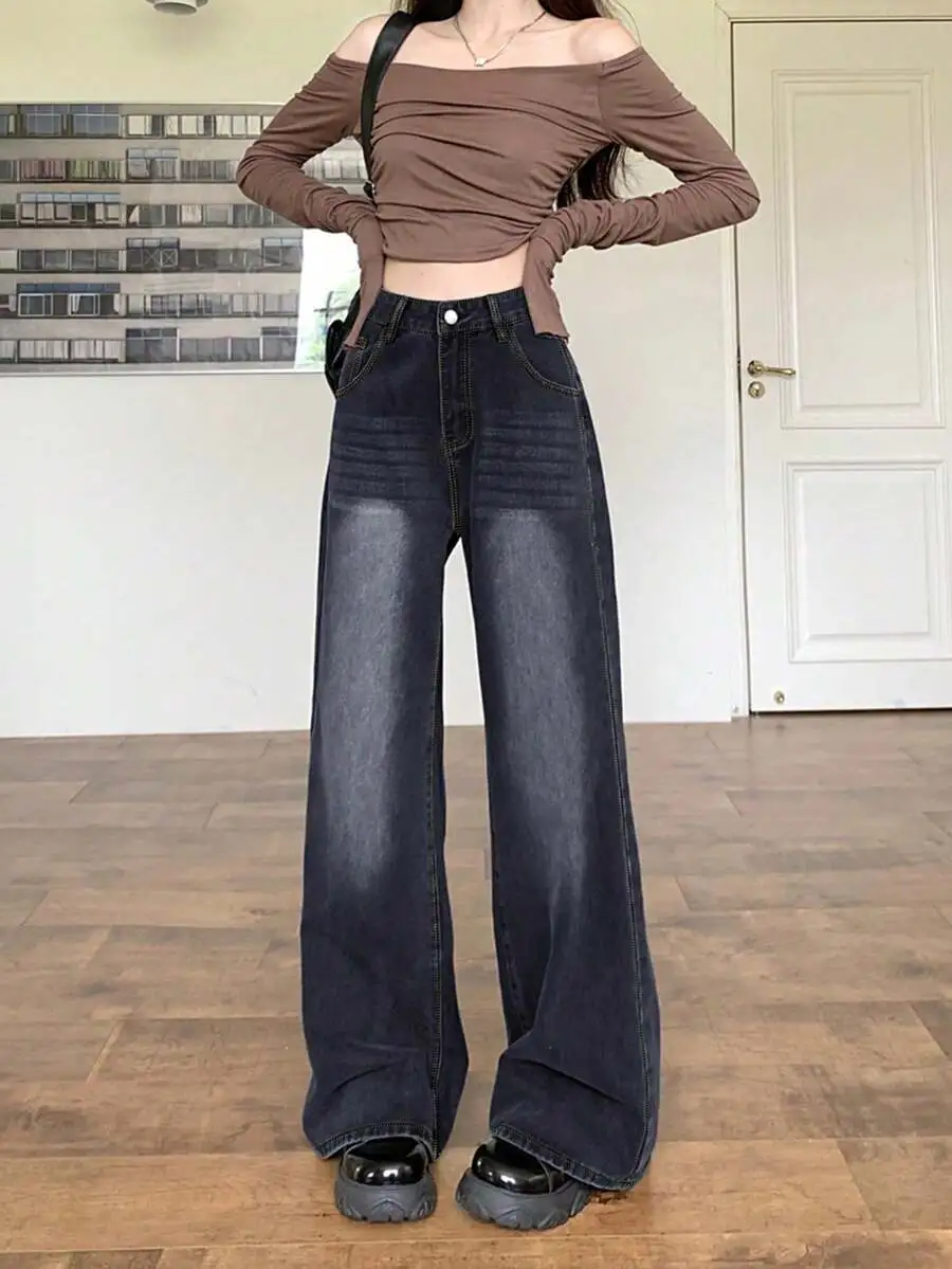 ハイウエスト レトロ  ストレート レディース ジーンズ