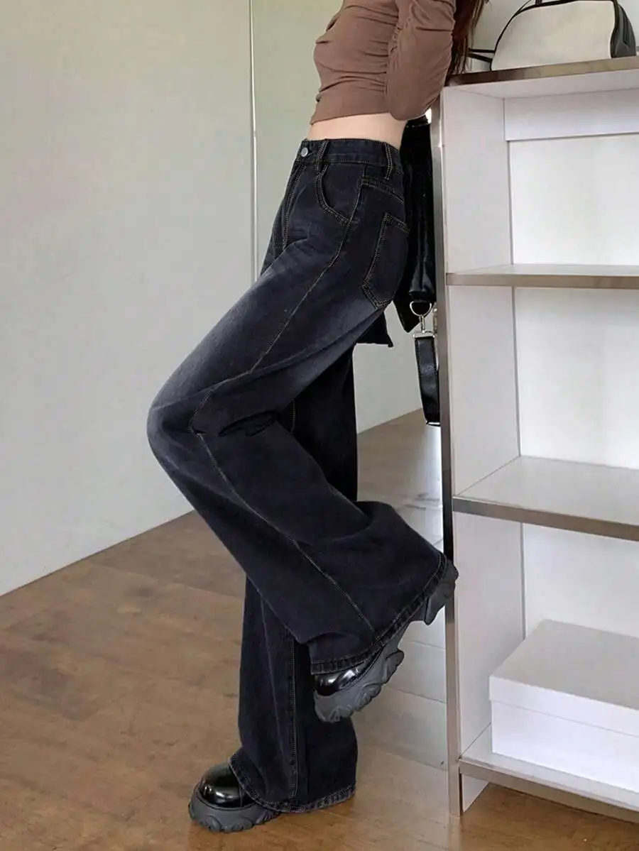 ハイウエスト レトロ  ストレート レディース ジーンズ