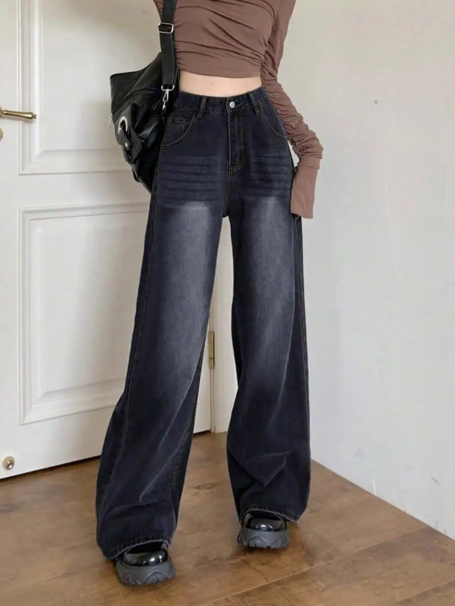 ハイウエスト レトロ  ストレート レディース ジーンズ