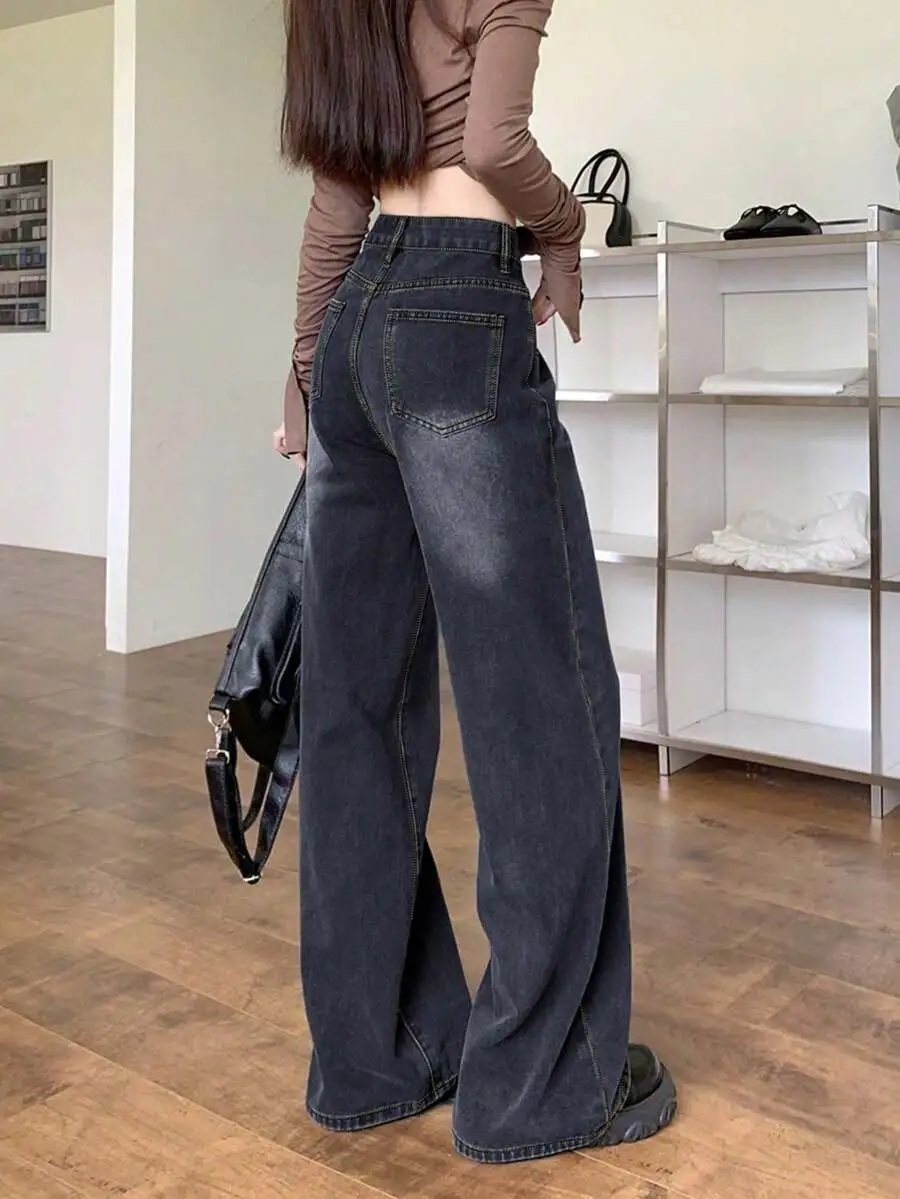 ハイウエスト レトロ  ストレート レディース ジーンズ