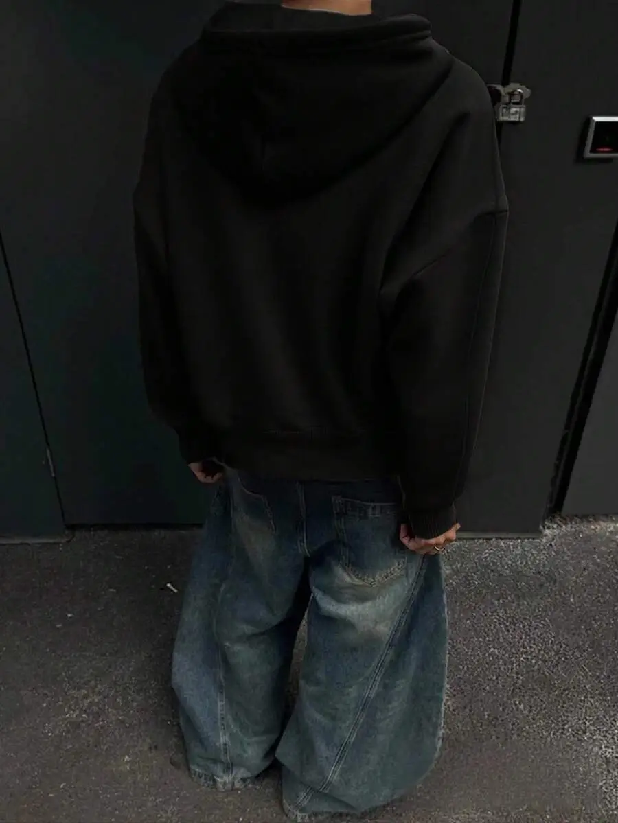 パッチワーク カジュアル ストリートウェア ゆったり ジップアップパーカー