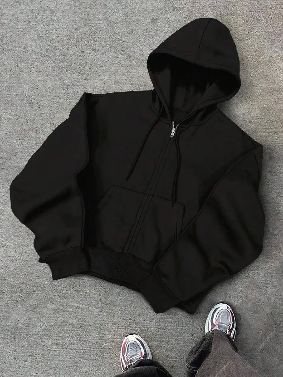 パッチワーク カジュアル ストリートウェア ゆったり ジップアップパーカー