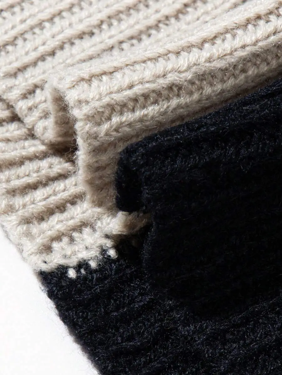 レトロ ルーズ ストリート パッチワーク セーター 長袖 トップス