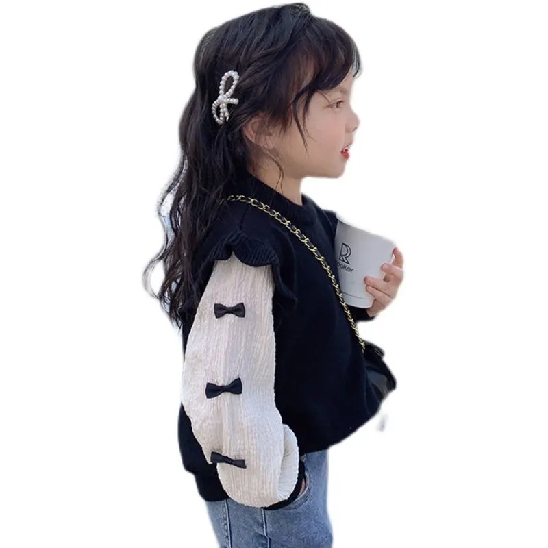 【100-160cm】目立つ フェイクレイヤード スウィート 合わせやすい トップス