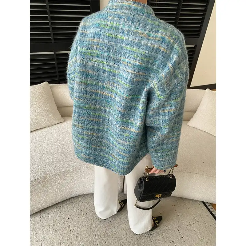 フレンチシック マルチカラー ハイゲージツイード テーラードジャケット