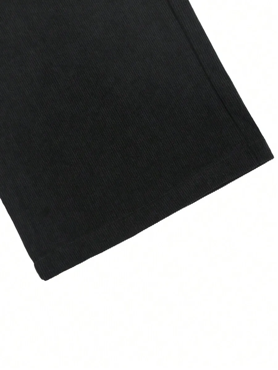 コーデュロイ ワイドパンツ ベルトなし サイドポケット メンズ