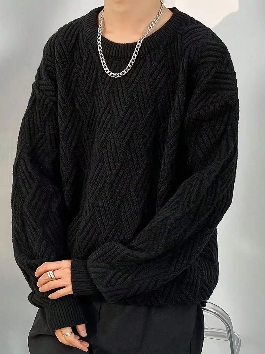 クルーネック セーター  ニットプルオーバー 長袖 トップス