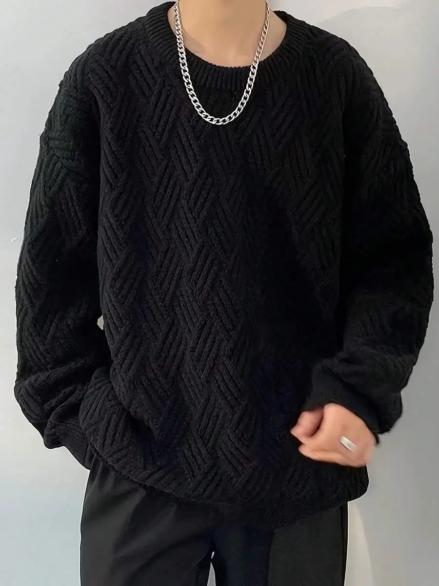 クルーネック セーター  ニットプルオーバー 長袖 トップス