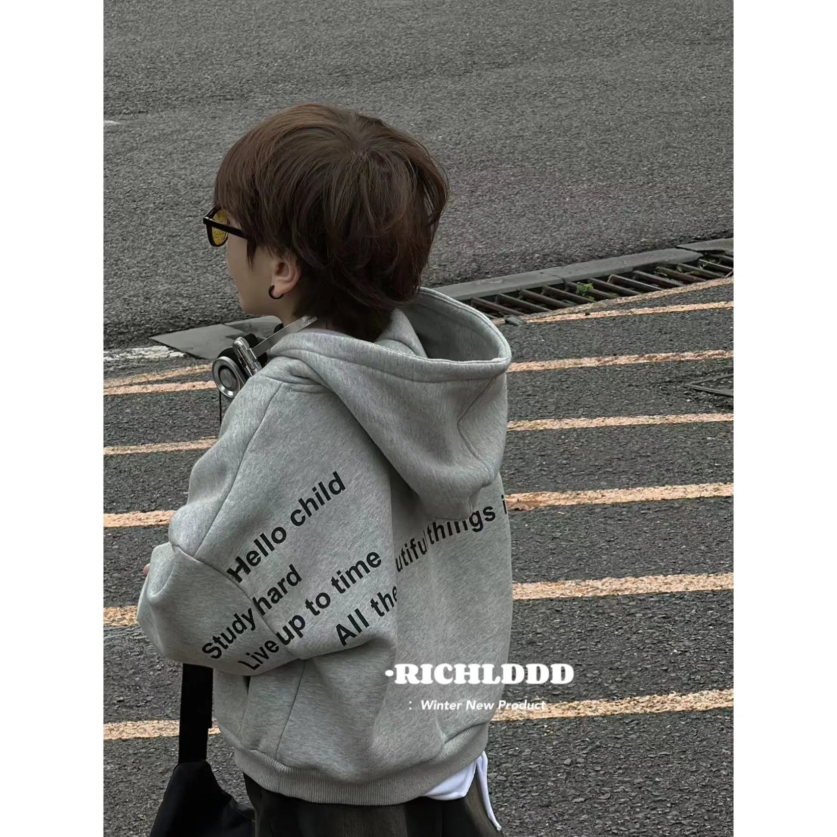 【90-150cm】今季大注目 アルファベット トレンド カジュアル フード付き パーカー