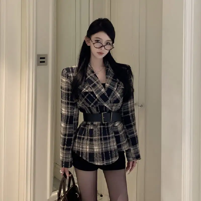 アウター スーツ ジャケット チェック柄 レトロ ファッション