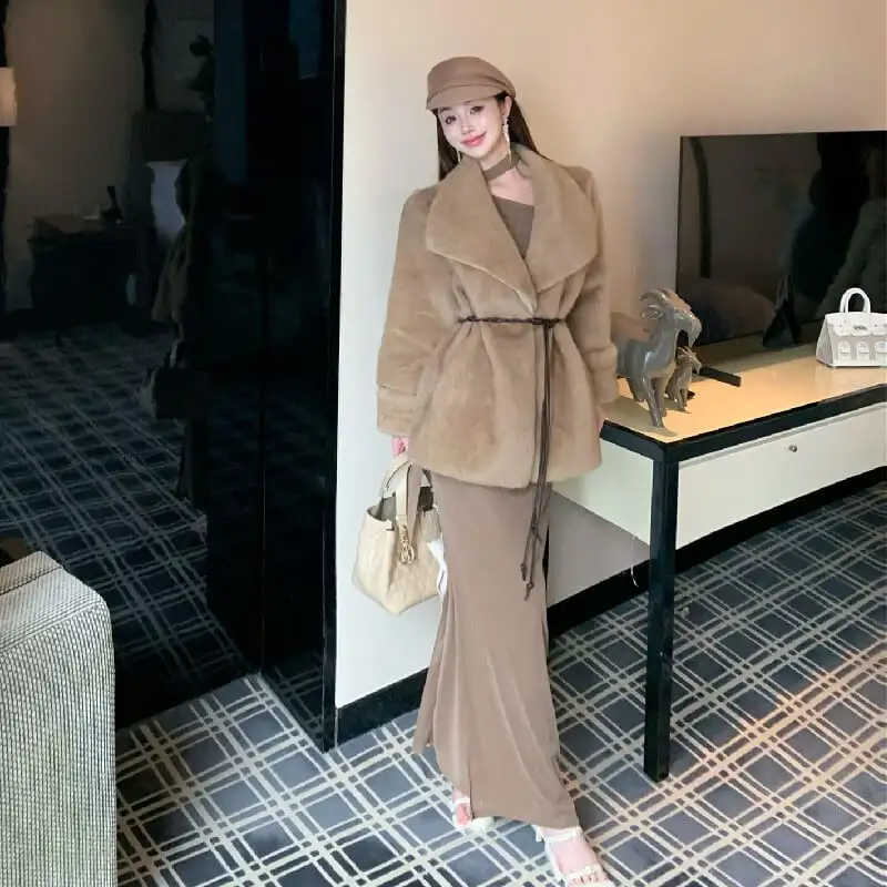 アウター ラペルカーカーディガン 気質溢れる ベルト付き