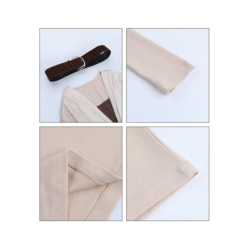 フェイクレイヤード 長袖 タイト ミニワンピース