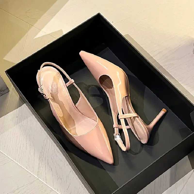 シューズ パンプス 無地 ヌードピンク ブラック 8CM/10CM