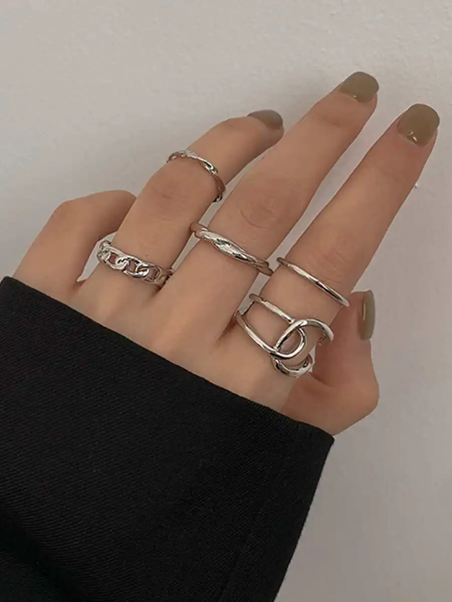 大人気 シンプル 可愛い リング 5個セット