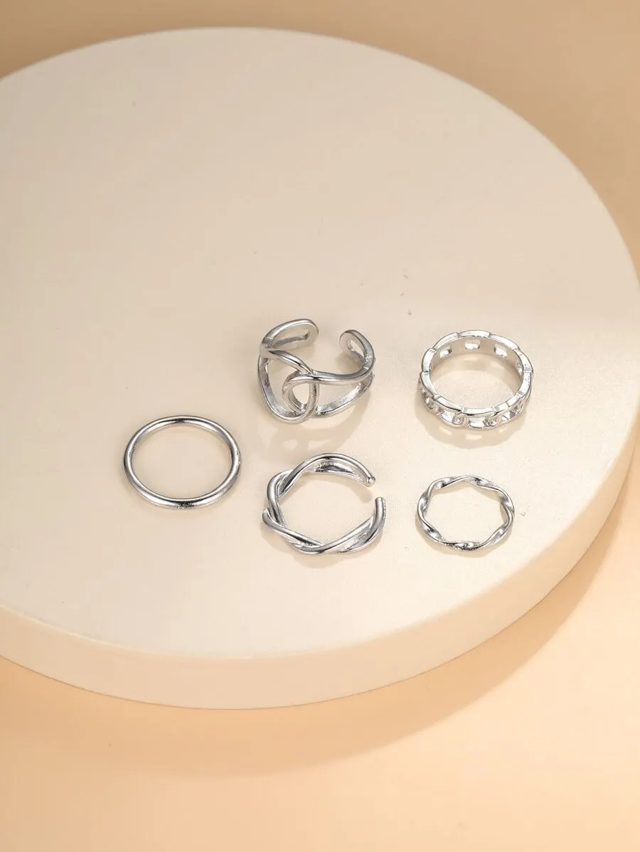 大人気 シンプル 可愛い リング 5個セット
