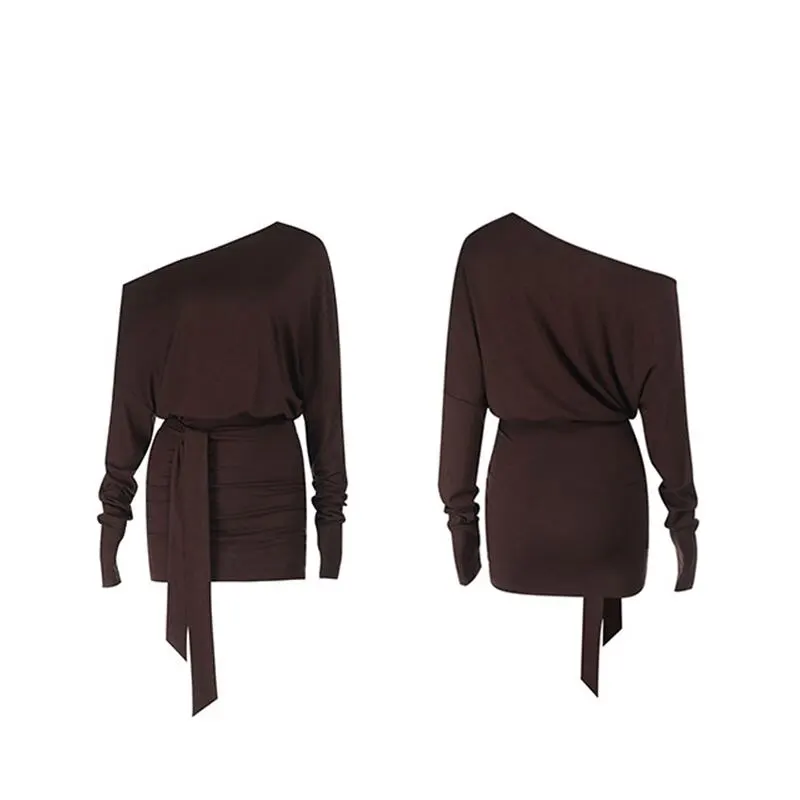 ワンピース セクシー 無地 オフショルダー