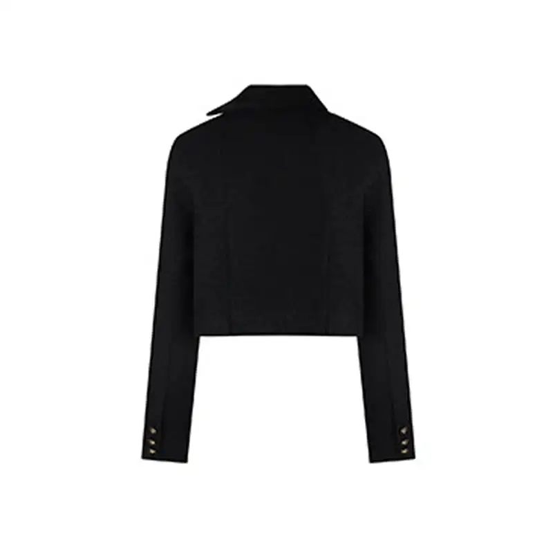 アウター ジャケット ターンダウンカラー ショート丈 フィット ブラック