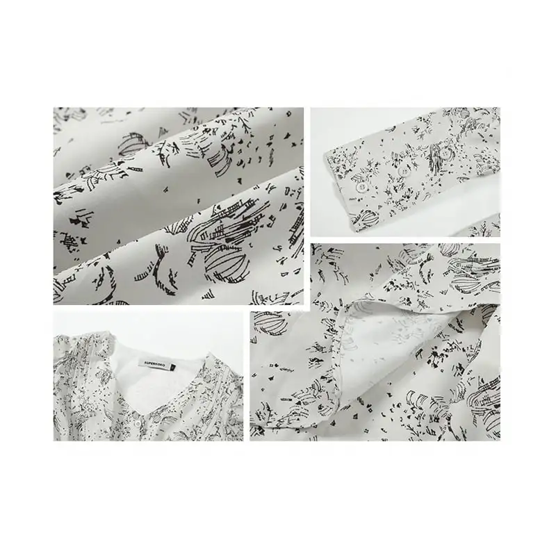 ワンピース Vネック 肩パフ 長袖 ロング丈 花柄 気質溢れる