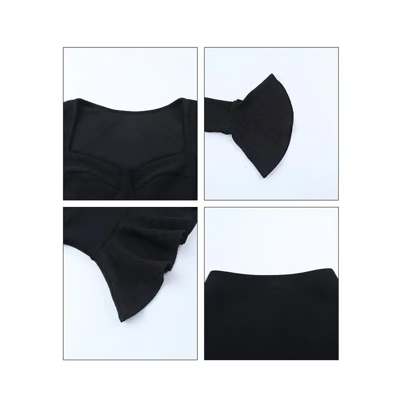 セットアップ スクエアネック スピーカースリーブ トップス+バックスリット スカート