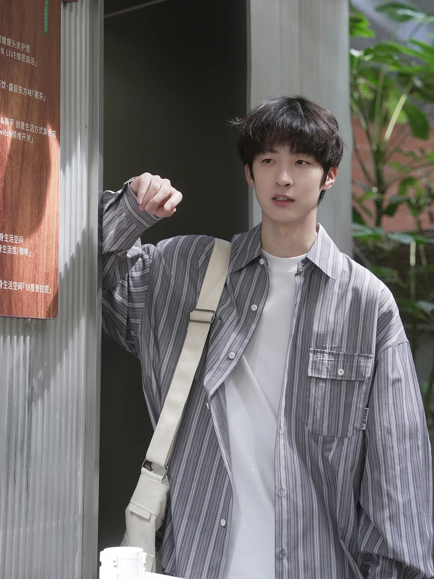 バイカラー ストラップ トレンド ルーズ シャツ