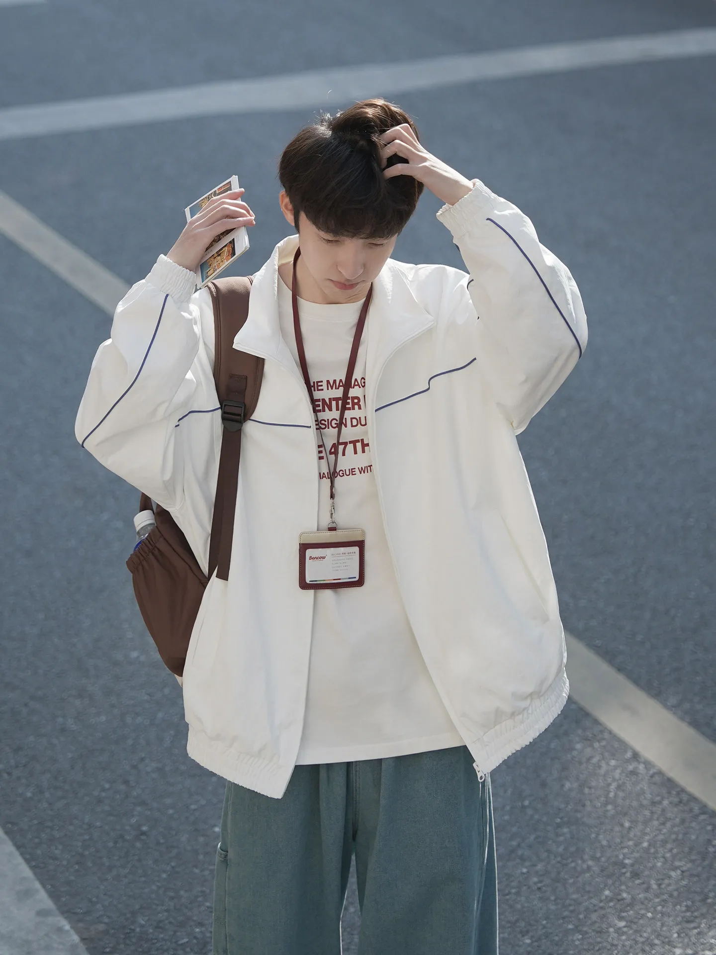 大好評 バイカラー カジュアル カッコイイ スタンドネック ジャケット