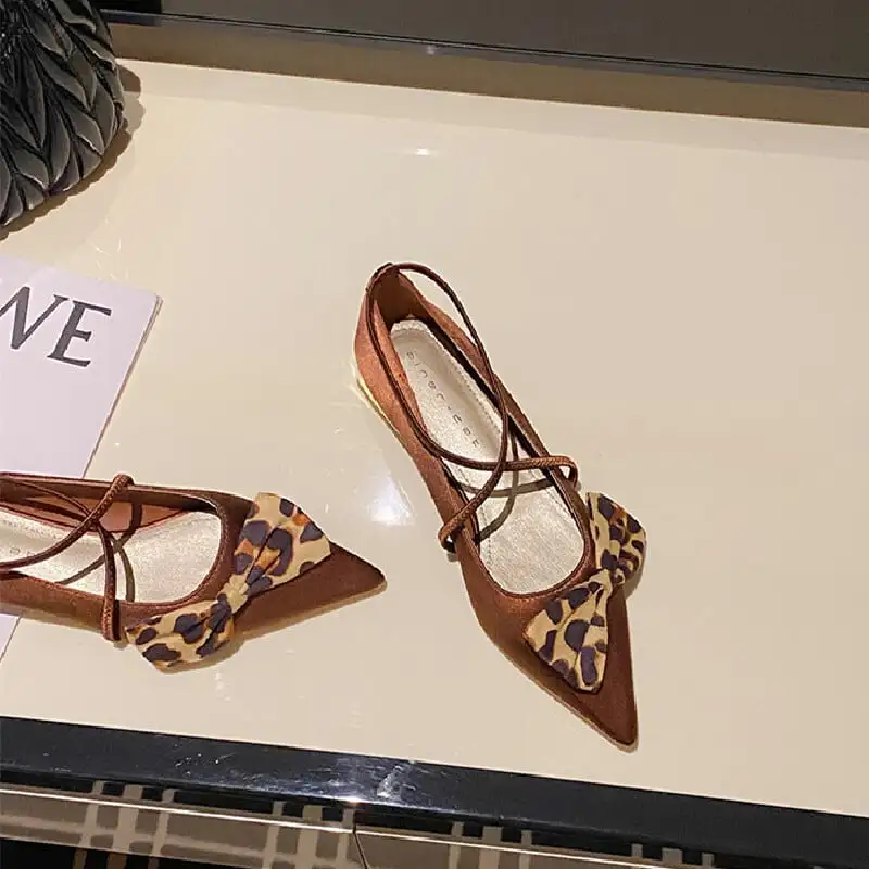 2colors シューズ パンプス ヒョウ柄 ひらぞこ ブラック コーヒー色 2CM