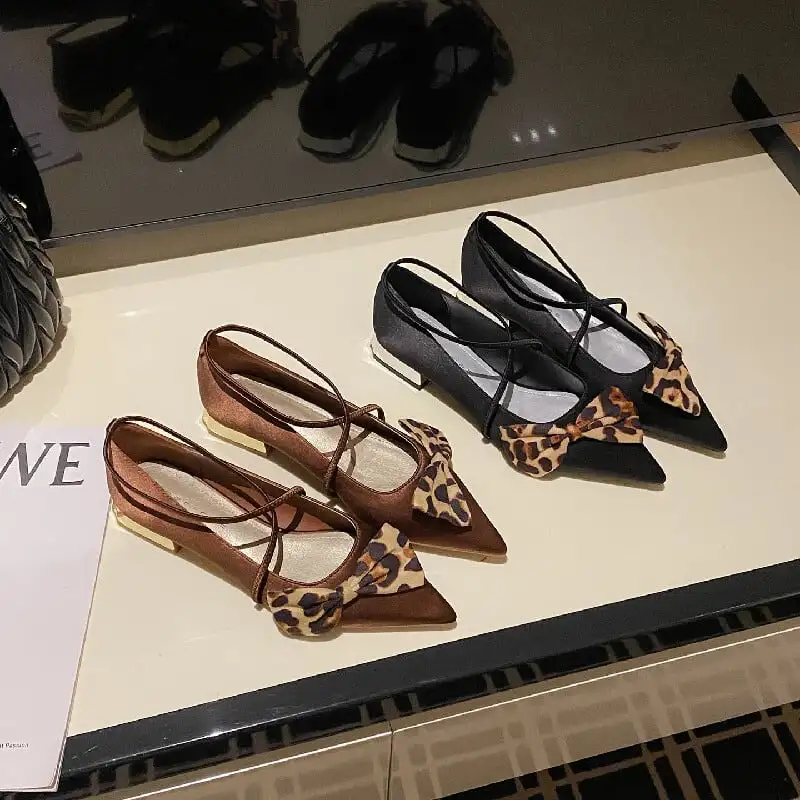 2colors シューズ パンプス ヒョウ柄 ひらぞこ ブラック コーヒー色 2CM