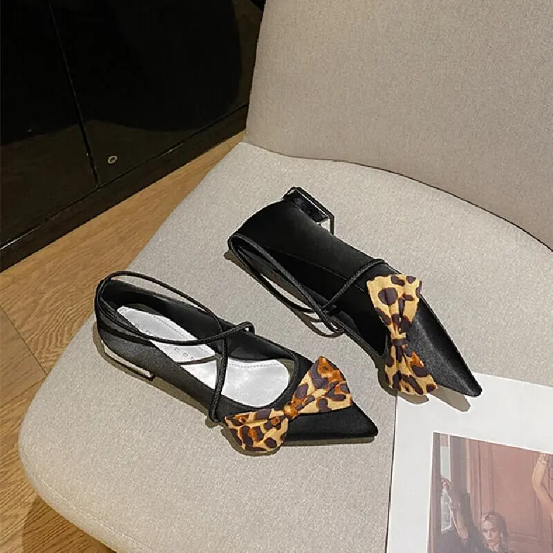 2colors シューズ パンプス ヒョウ柄 ひらぞこ ブラック コーヒー色 2CM