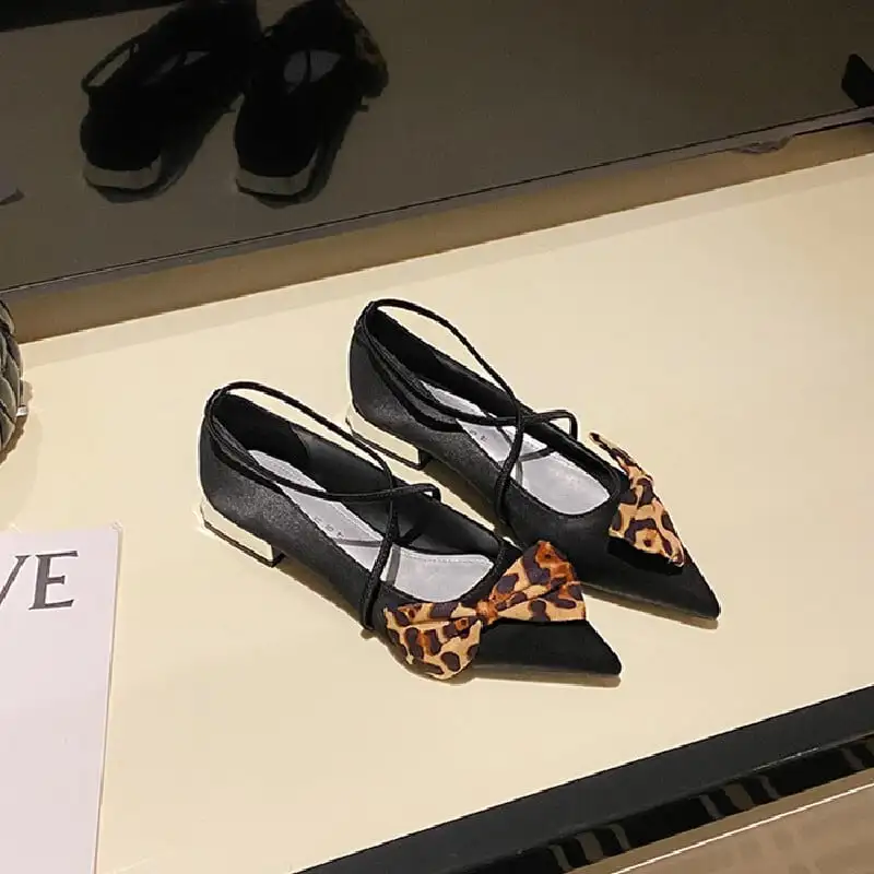 2colors シューズ パンプス ヒョウ柄 ひらぞこ ブラック コーヒー色 2CM