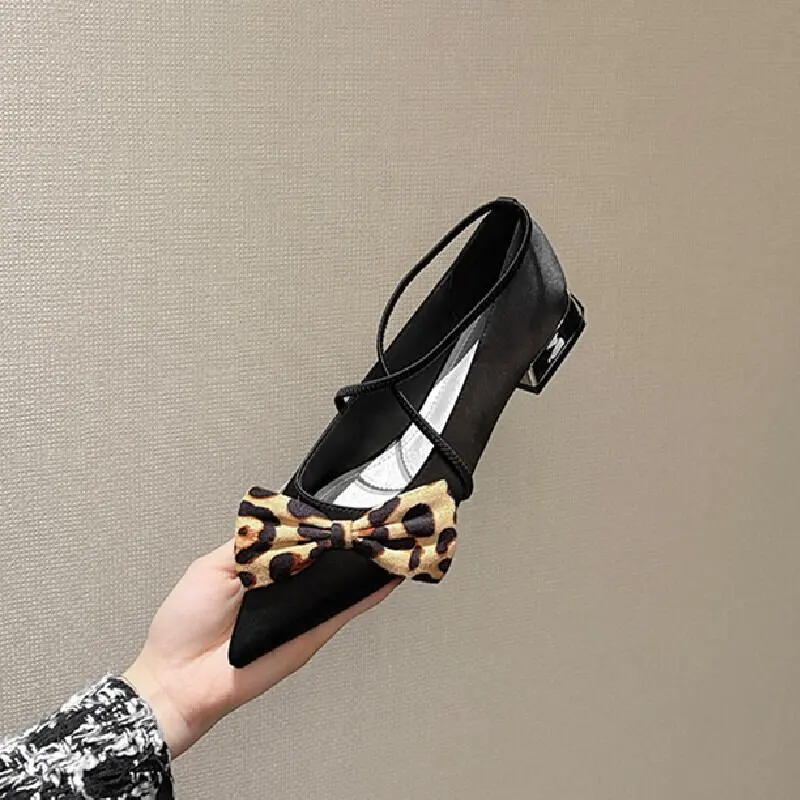 2colors シューズ パンプス ヒョウ柄 ひらぞこ ブラック コーヒー色 2CM