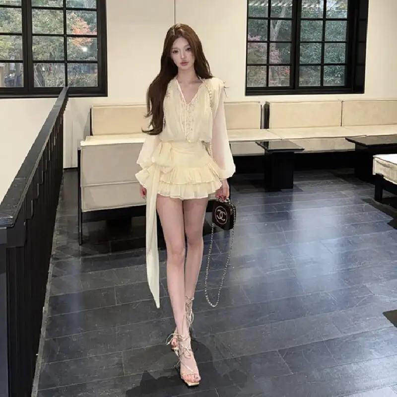 レース リボン スウィート ティアードワンピース デザイン感