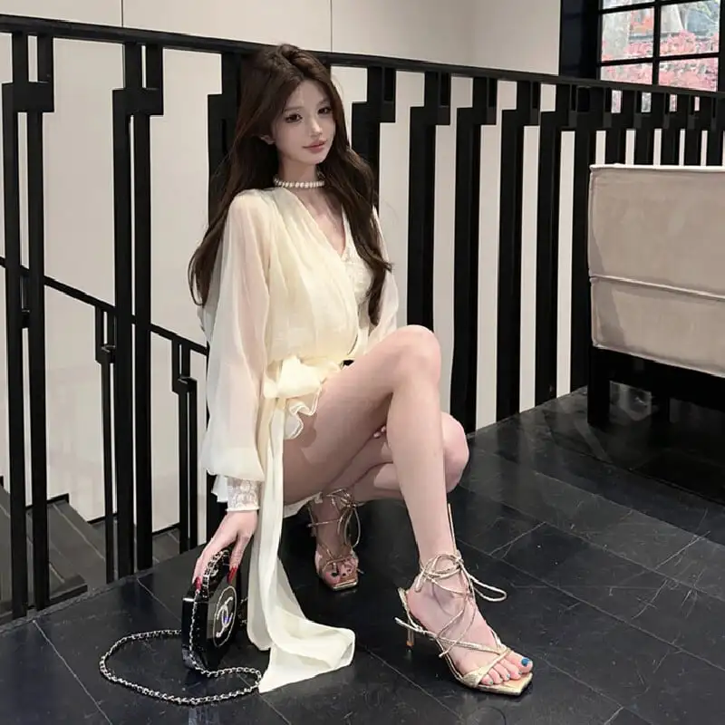 レース リボン スウィート ティアードワンピース デザイン感