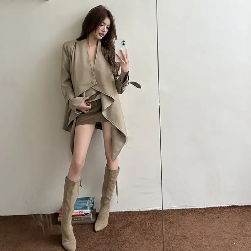 アウター トレンチコート ドレープ 抜け感 ビッグシルエット