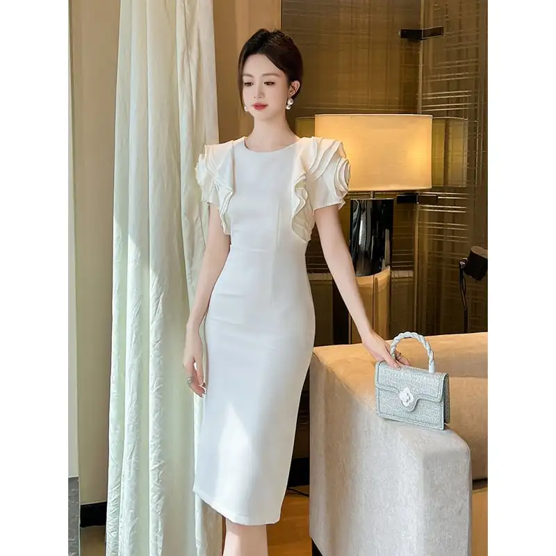 ワンピース デザイン感 スリム バックスリット