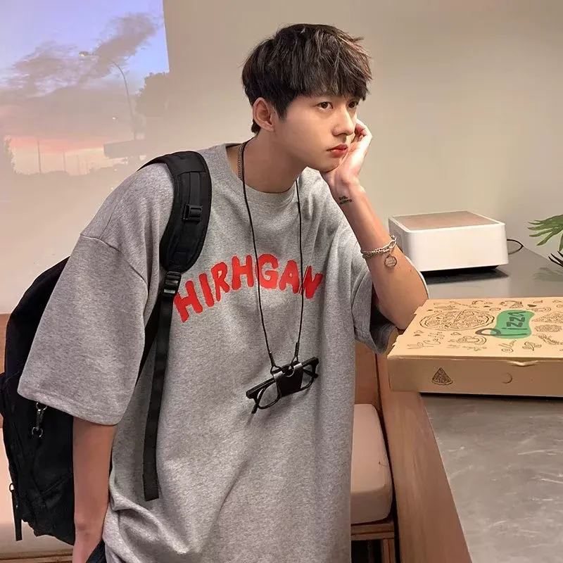 リラックス感ある アルファベット 通気性良い 半袖 Tシャツ