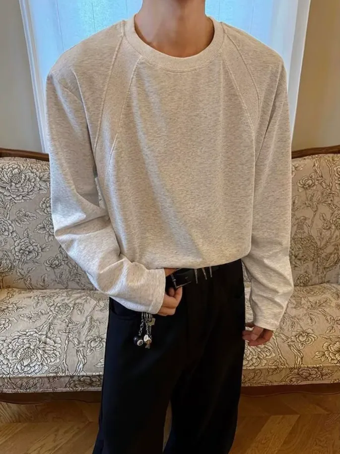 定番 シンプル 合わせやすい 切り替え 長袖 Tシャツ