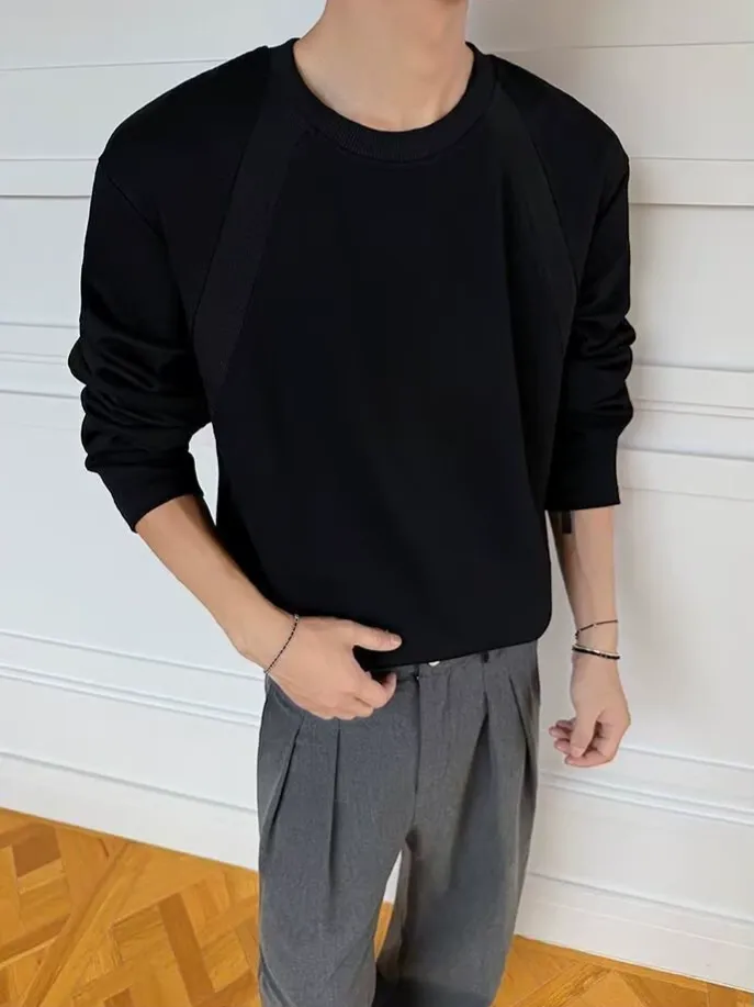 定番 シンプル 合わせやすい 切り替え 長袖 Tシャツ