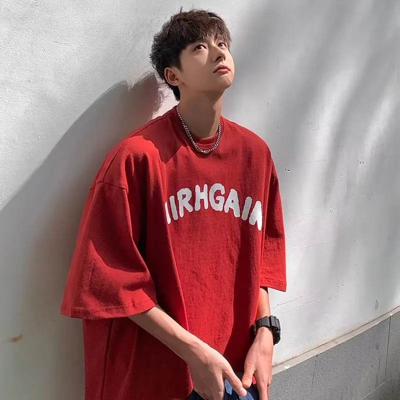 リラックス感ある アルファベット 通気性良い 半袖 Tシャツ