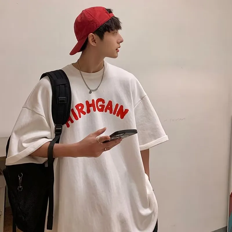 リラックス感ある アルファベット 通気性良い 半袖 Tシャツ