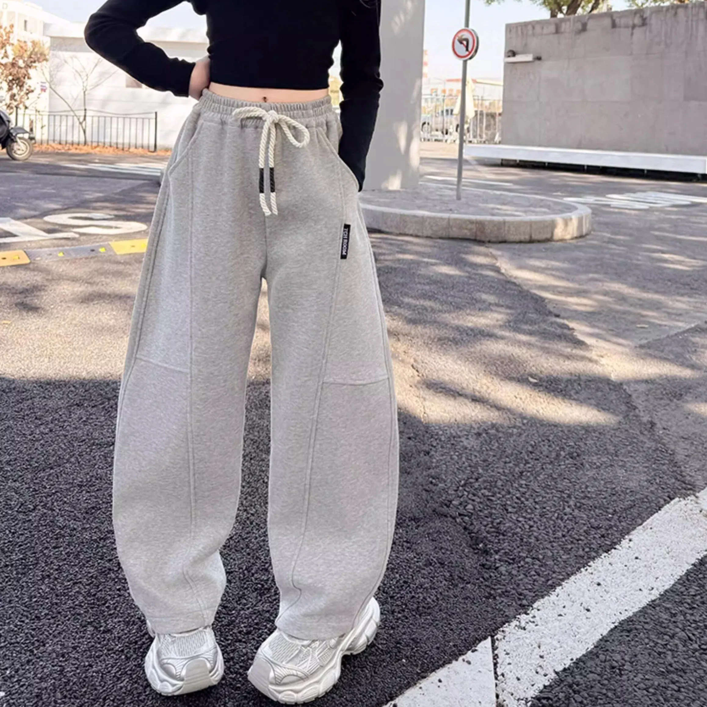 【120-170cm】おしゃれ度UP  カジュアル 動きやすさ抜群 女の子 裏起毛 パンツ