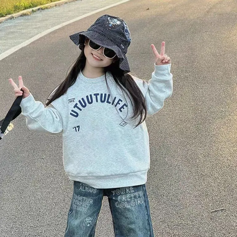 【90-160cm】元気いっぱい  大活躍 プリント トレンド カジュアル 女の子 トレーナー